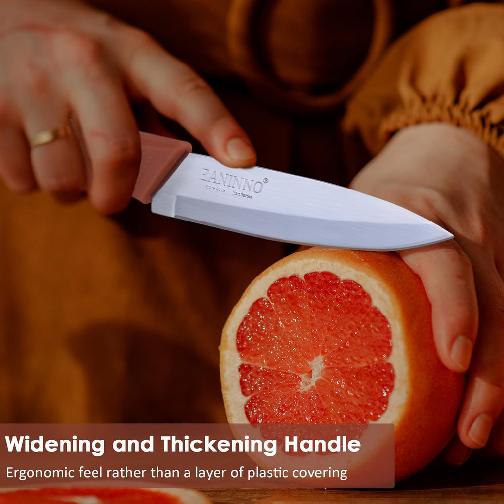 Paring Knife, 4 inch Kitchen Knives Set with Cover Small Knife for Fruit Peeling Vegetable Stainless Steel with Sheath Ergonomic Handle