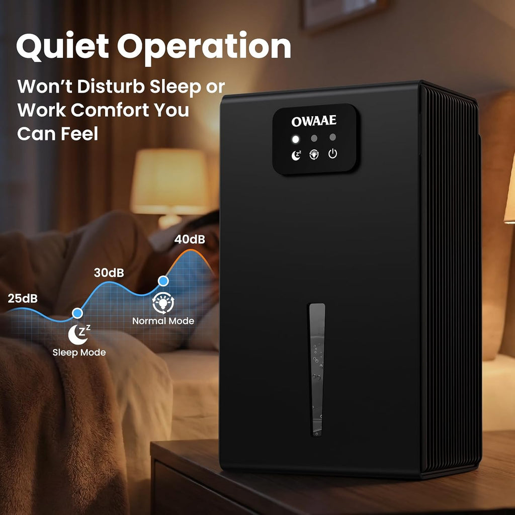 Dehumidifier, 1000 Sq.Ft Quiet Dehumidifiers For Home Bedroom Basement Bathroom With 95Oz Water Tank, Sleep Mode Auto Shut-Off 7 Colors Led Light, Black
