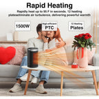 Space Heater, Winhl Small Portable Electric Heaters For Indoor Use With Thermostat And Remote, 70°Oscillation, 12H Timer, 5 Modes, 1500W Ptc Ceramic Fast Safety Heat For Office Bedroom Home