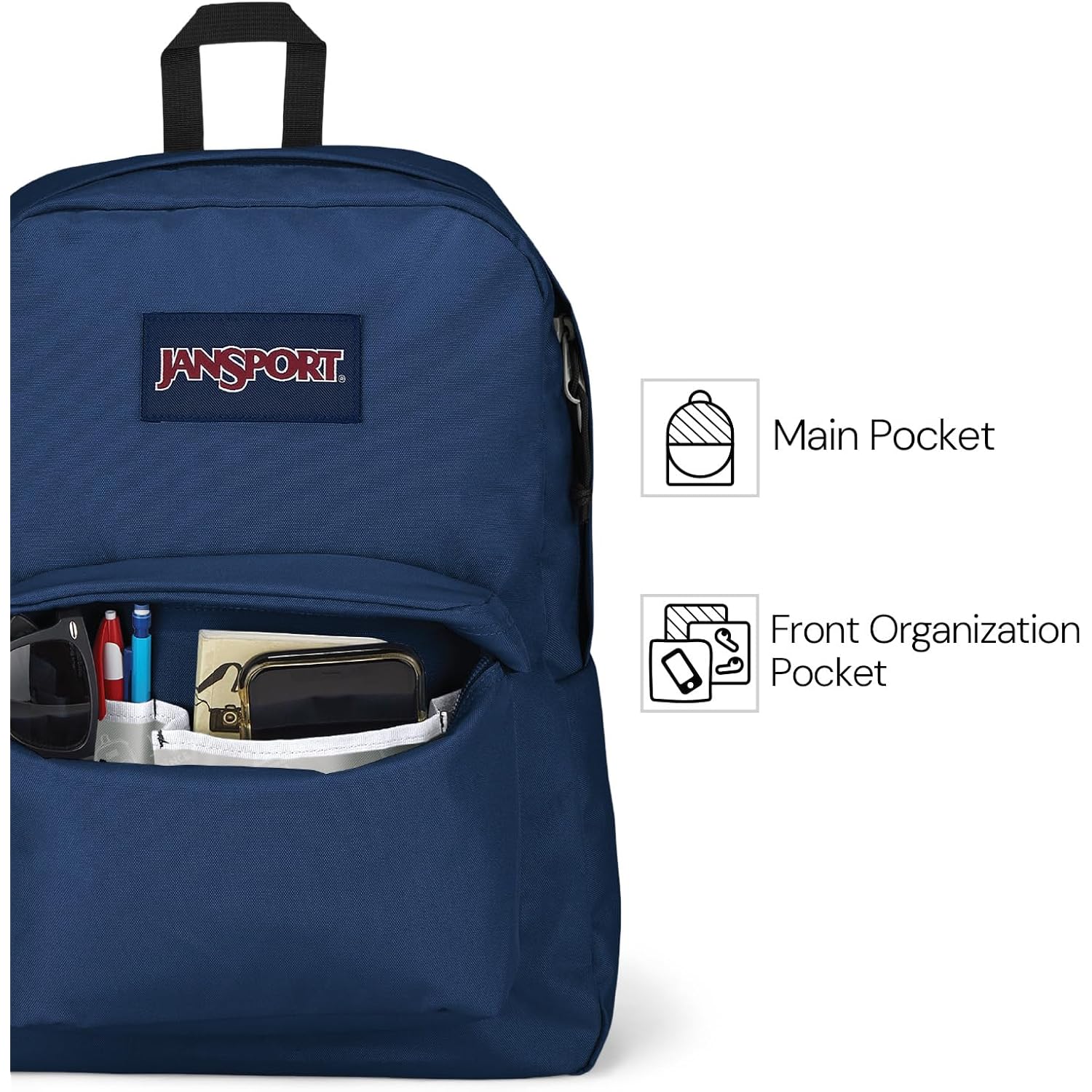 Jansport Superbreak Plus Backpack With Padded 15-Inch Laptop Sleeve And Integrated Bottle Pocket - Spacious And Durable Daypack For Work And Travel - Black