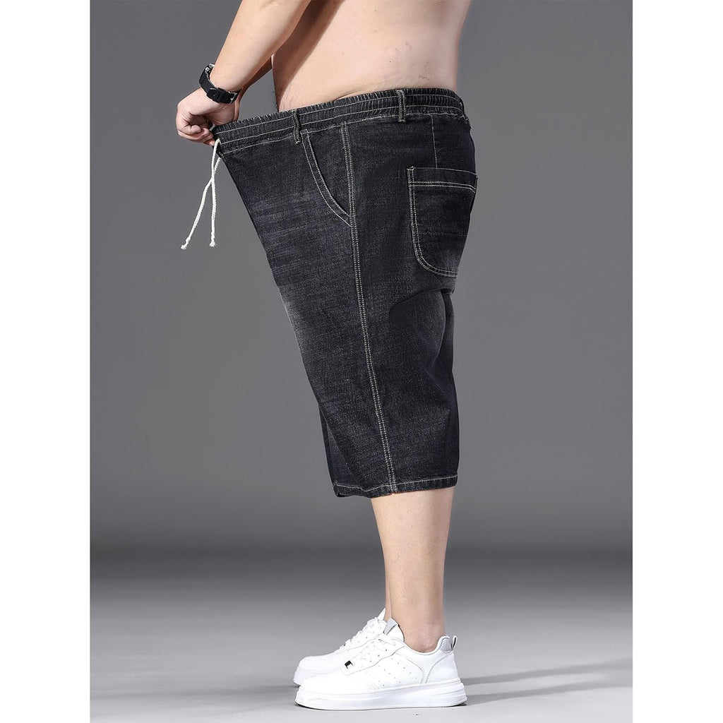 Men'S Big And Tall Jean Shorts Elastic Waisted Baggy Jorts Drawstring Plus Size Relaxed Fit Denim Shorts 2Xl-6Xl