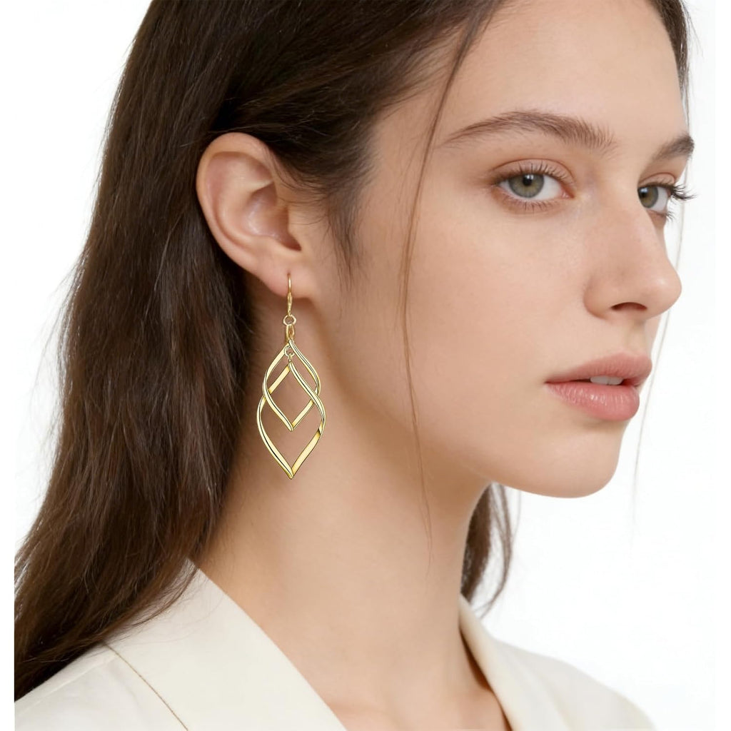 Gold Plated Earrings for Women Hypoallergenic Gold Earrings Statement Earrings for Girl Trendy Fashion Gold Jewelry Gifts Above 12 Years Old