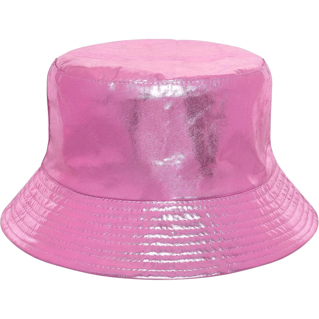 Fumwase Metallic Bucket-Hat Unisex Trendy Fisherman Sun Cap Packable Party Accessories Hats For Men Women