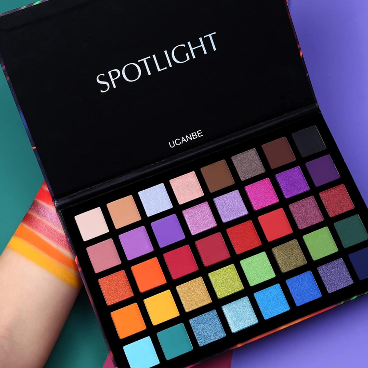 Ucanbe Spotlight Eyeshadow Palette Professional 40 Color Eye Shadow Matte Shimmer Makeup Pallet Highly Pigmented Colorful Powder Long Lasting Waterproof Eye Shadow