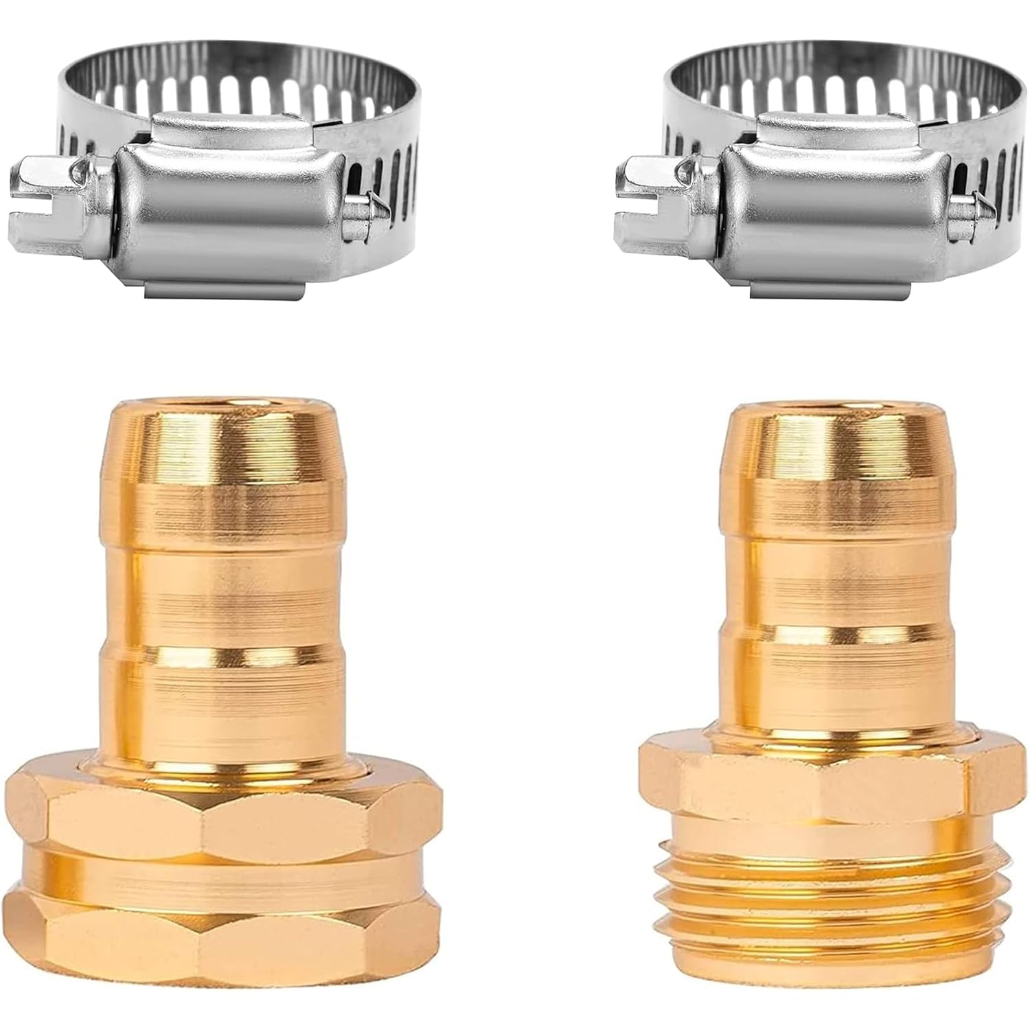 Liulo Tool Garden Hose Repair Connector With Clamps, Fit For 3/4" Or 5/8" Aluminum Garden Hose Fitting, Male And Female Hose Fittings, 5 Sets