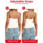 Womens Padded Cami Tank Tops Double Lined Spaghetti Strap Built in Bra Shirts Slim Fitted Basic Summer Cloth 2026