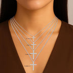 0.5 to 10 Carat 14K White Gold Round Shape Diamond Cross Pendant Necklace Value Collection 16" Gold Chain