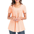 Women's Tunic Tops Loose Fit Short Sleeve Shirts Crew Neck Summer Casual Tops