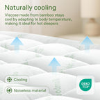 Niagara Sleep Solution Ultra Soft Queen Size Mattress Topper - Rayon Derived from Bamboo Pillow Top Mattress Pad for Back Pain Relief - Naturally Cooling for Hot Sleepers, Green