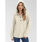 Hoodies Sweatshirt for Women Waffle Long Sleeve Oversized Sweaters Drawstring Button V Neck Casual Pullover Tops