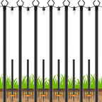 7 Pack 10 Ft String Light Poles,Metal With Fork Lights Poles For Outdoor String Light, Rustproof Heavy Duty For Outside Garden,Patio,Wedding,Backyard,Deck,Party