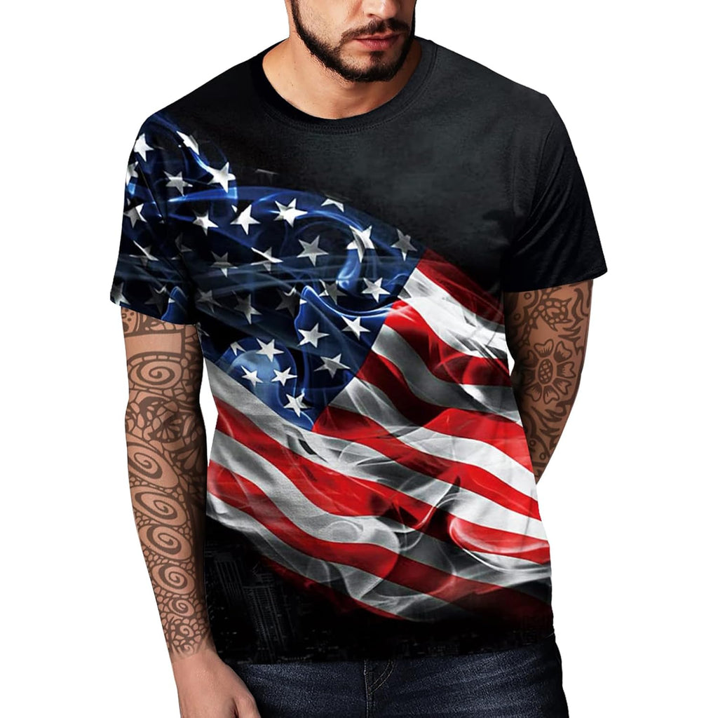 Eciodci Men'S American Usa Flag Patriotic T-Shirts 4Th Of July Shirts Us Eagle Flag Soft Summer Short Sleeve Shirt For Men