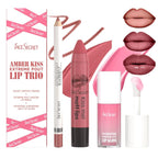3PCS Lip Liner and Lipstick Combo Set, Velvet Matte Lipstick Pencil & Hydrating Lip Gloss - High Pigment Nude Brown Collection, Long-Lasting Moisturizing Lip Liner for Defining