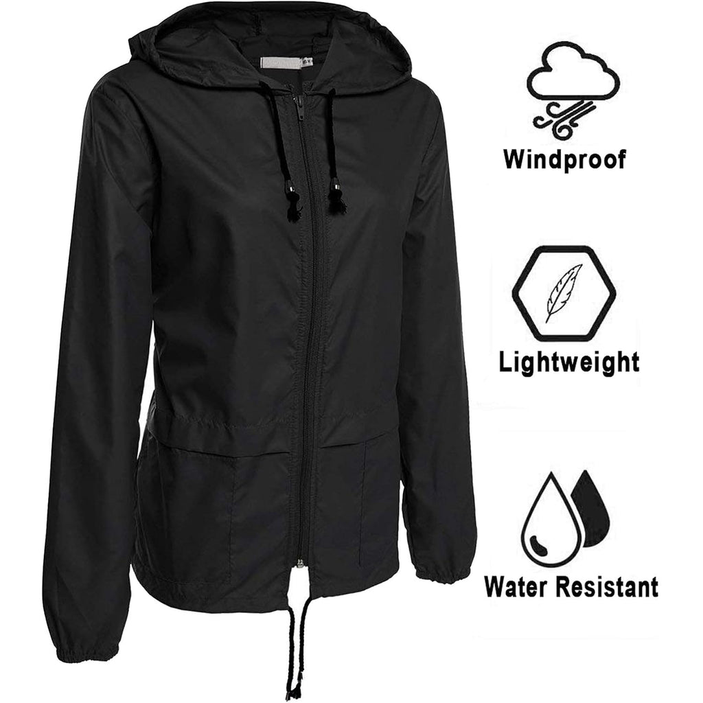 Raincoat Women Lightweight Waterproof Rain Jackets Packable Outdoor Hooded Windbreaker