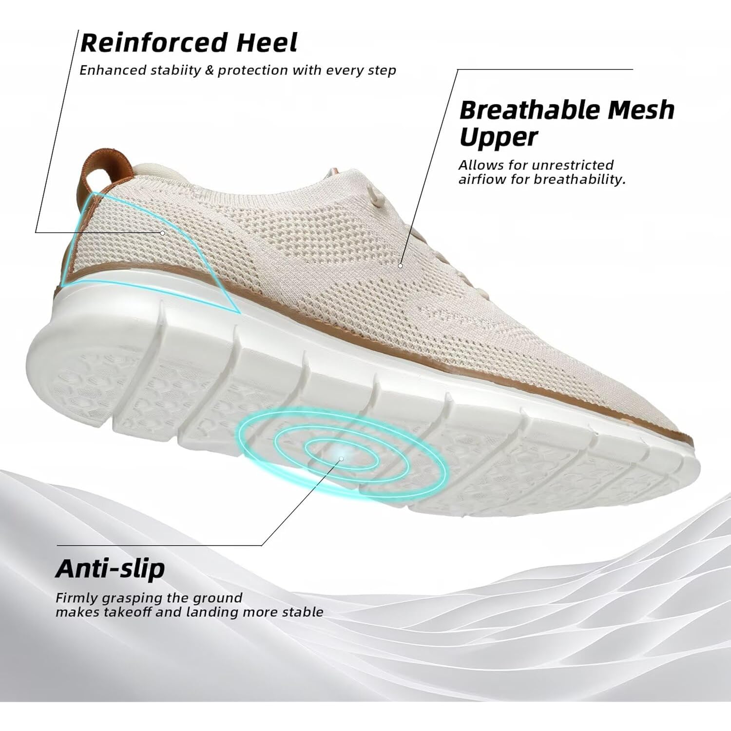 Men'S Casual Dress Shoes Fashion Walking Sneakers Mesh Business Oxfords Work Lightweight Soft Sole