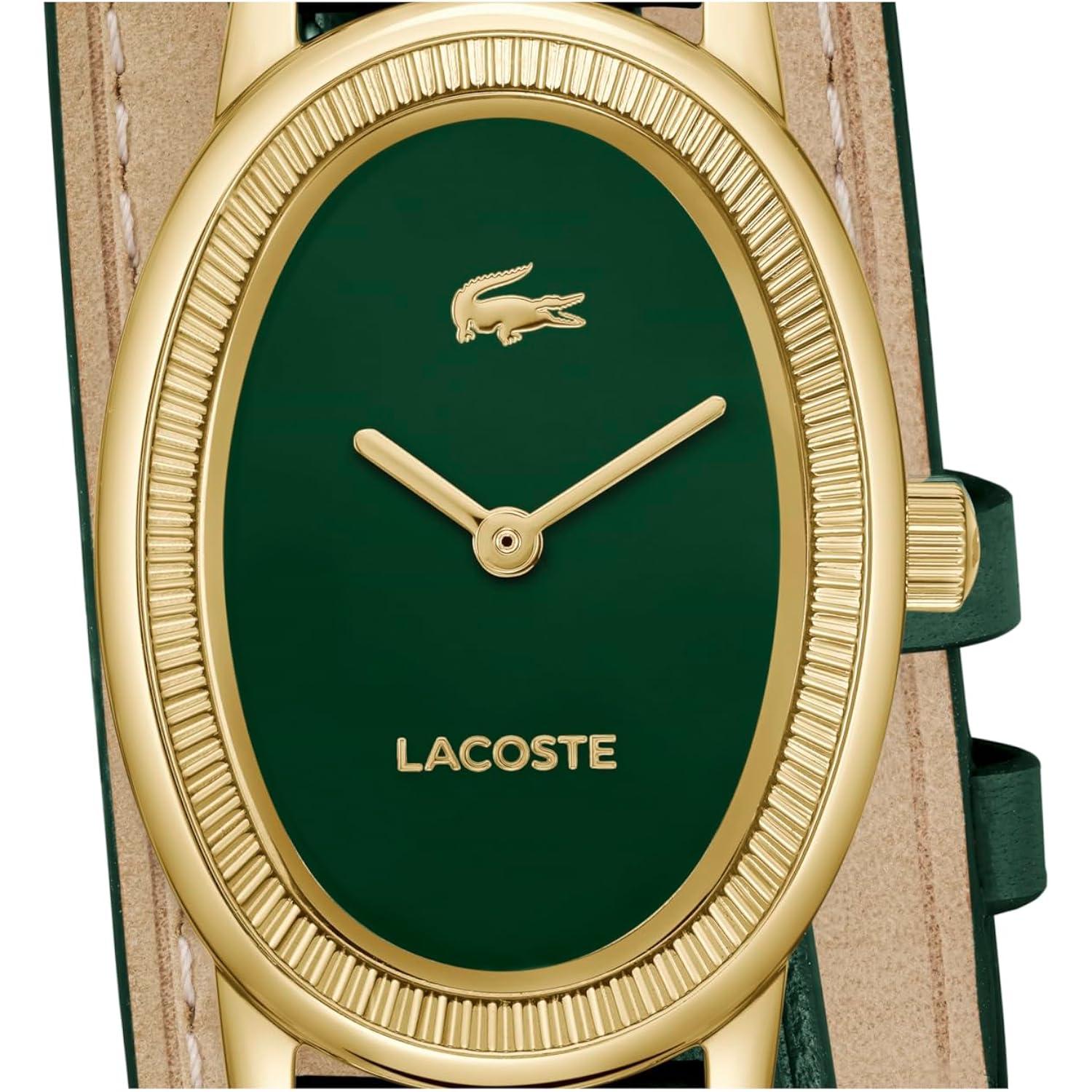 Lacoste Parisienne Women'S 2H Watch – Oval Case, Fluted Bezel, Quartz Movement, Double Wrap Smooth Leather Strap, Chic And Minimalist Design - Gift For Her