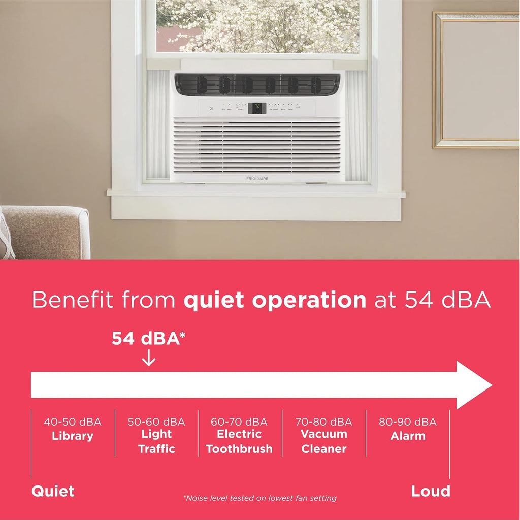 Frigidaire 8,000 Btu Window Air Conditioner With Remote Control, Cools Up To 350 Sq. Ft., Quiet Operation, Eco Mode, 3 Fan Speeds, Auto Restart, White