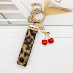 Angyape Cherry Keychain Wristlet Leather Car Keychain for Women Cute Purse Bag Charms Key Fob Holder with Keyrings Gifts