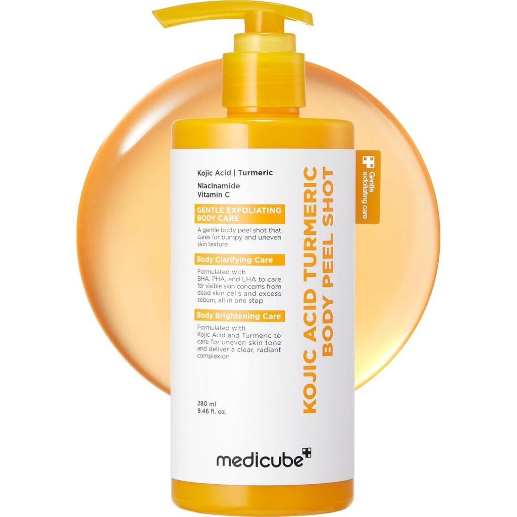 Medicube Body Peel Shot With Kojic Acid And Turmeric | Gentle Body Brightening & Exfoliating Serum With Bha, Lha & Pha For Dead Skin Cells, Uneven Looking Skin & Excess Sebum | 9.46 Fl.Oz