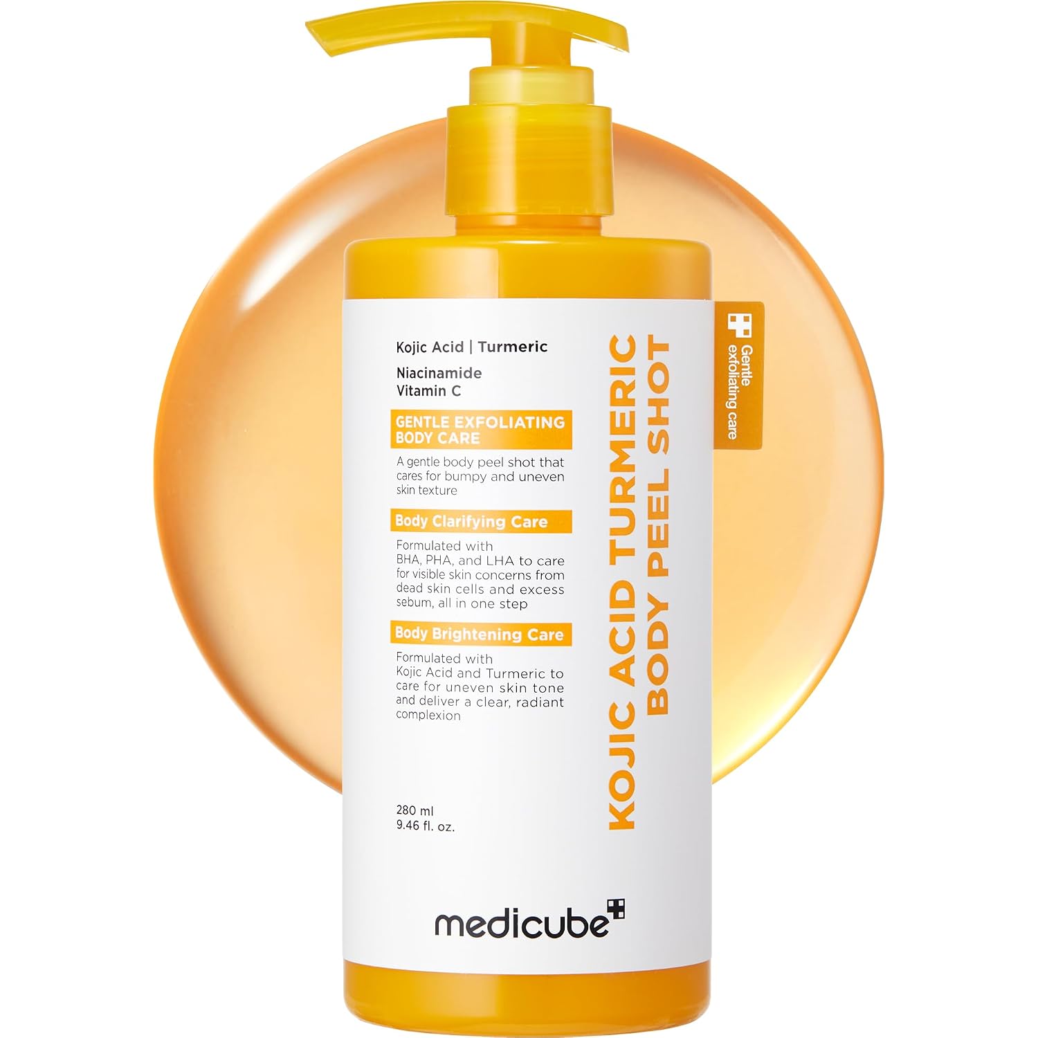 Medicube Body Peel Shot With Kojic Acid And Turmeric | Gentle Body Brightening & Exfoliating Serum With Bha, Lha & Pha For Dead Skin Cells, Uneven Looking Skin & Excess Sebum | 9.46 Fl.Oz