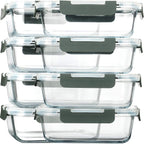 [8-Pack,30 oz]Glass Meal Prep Containers,Glass Food Storage Containers,Airtight lunch Containers with Lids, Microwave, Oven, Freezer and Dishwasher