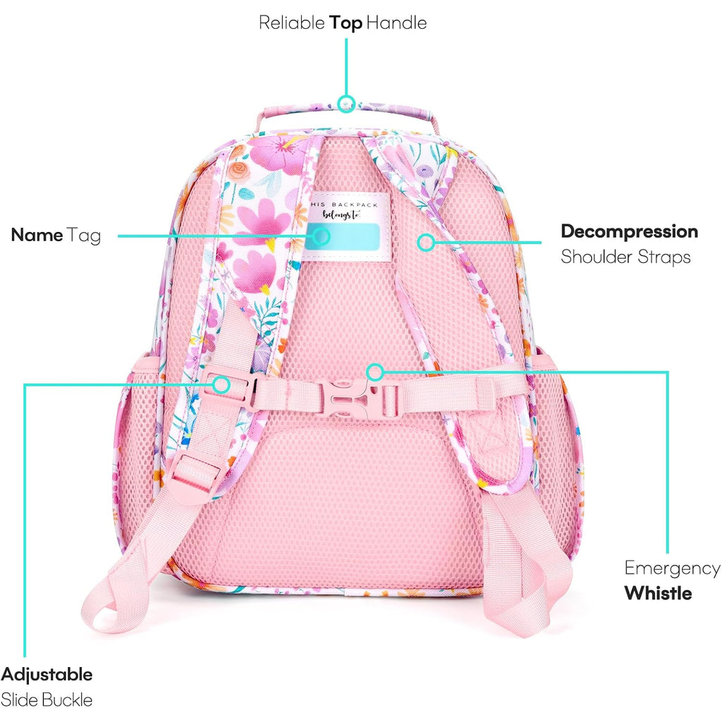 Kids Backpack For Girls: Girls Backpack 5-8 - Kindergarten Elementary School Bookbag For Girl - Flower Pink