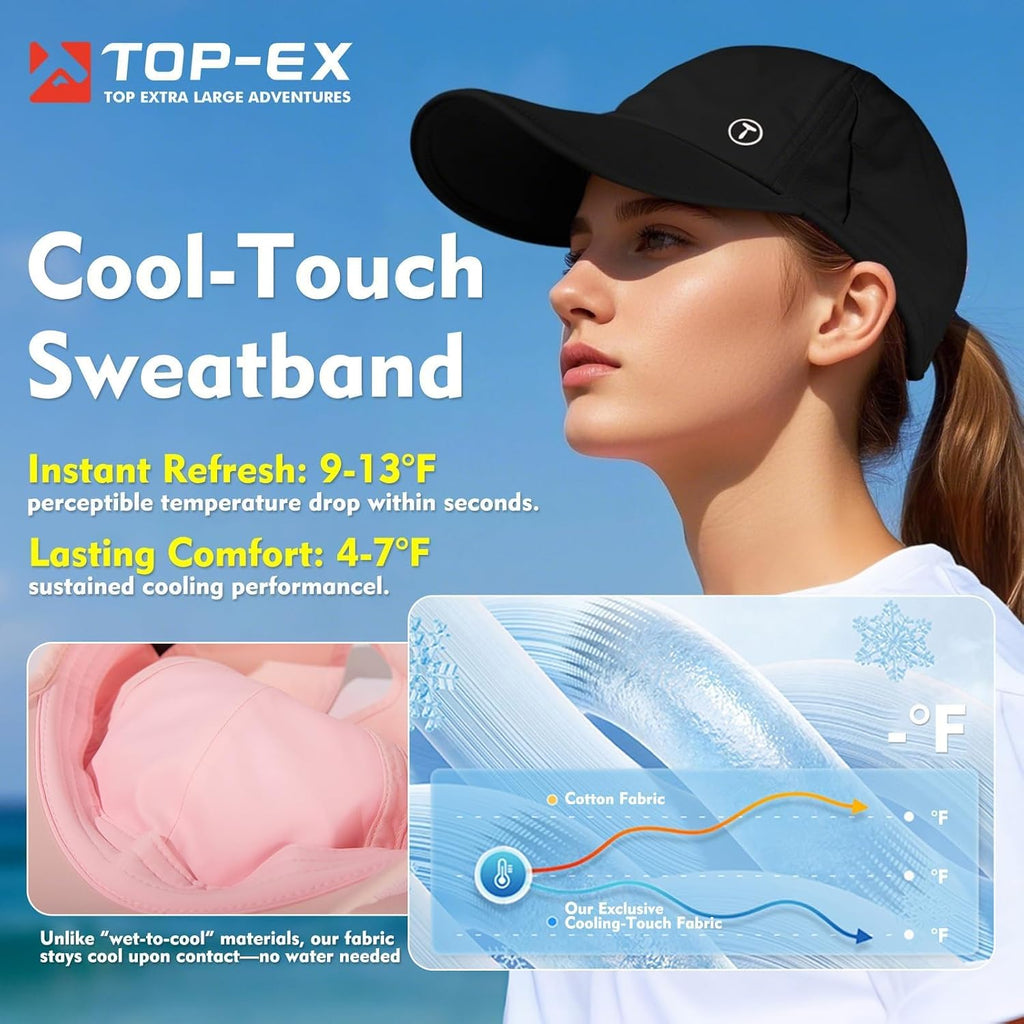 TOP-EX Cooling UV 50 High Ponytail Baseball Cap for Women Breathable & Lightweight for Running Golf Workout Sports Cap White
