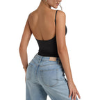 Tank Tops for Women Built in Bra Backless Basic Double Lined Summer Spaghetti Strap Sleeveless Cami Workout Shirts