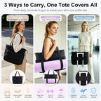 U+U Puffer Tote Bag For Women, Quilted Work Handbag With Compartments, Puffy Shoulder Bag With Yoga Mat Strap For Daily, Gym