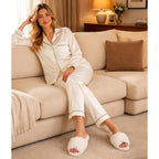 Evshine Memory Foam Fuzzy House Slippers For Women | Faux Fur Cross Band Open Toe Indoor Slippers, Gifts For Women, Moms And Bridesmaids