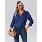 Zeagoo Womens Tops Long Sleeve Satin Silk Button Down Shirts Casual Business Dressy Blouses Fall Clothes