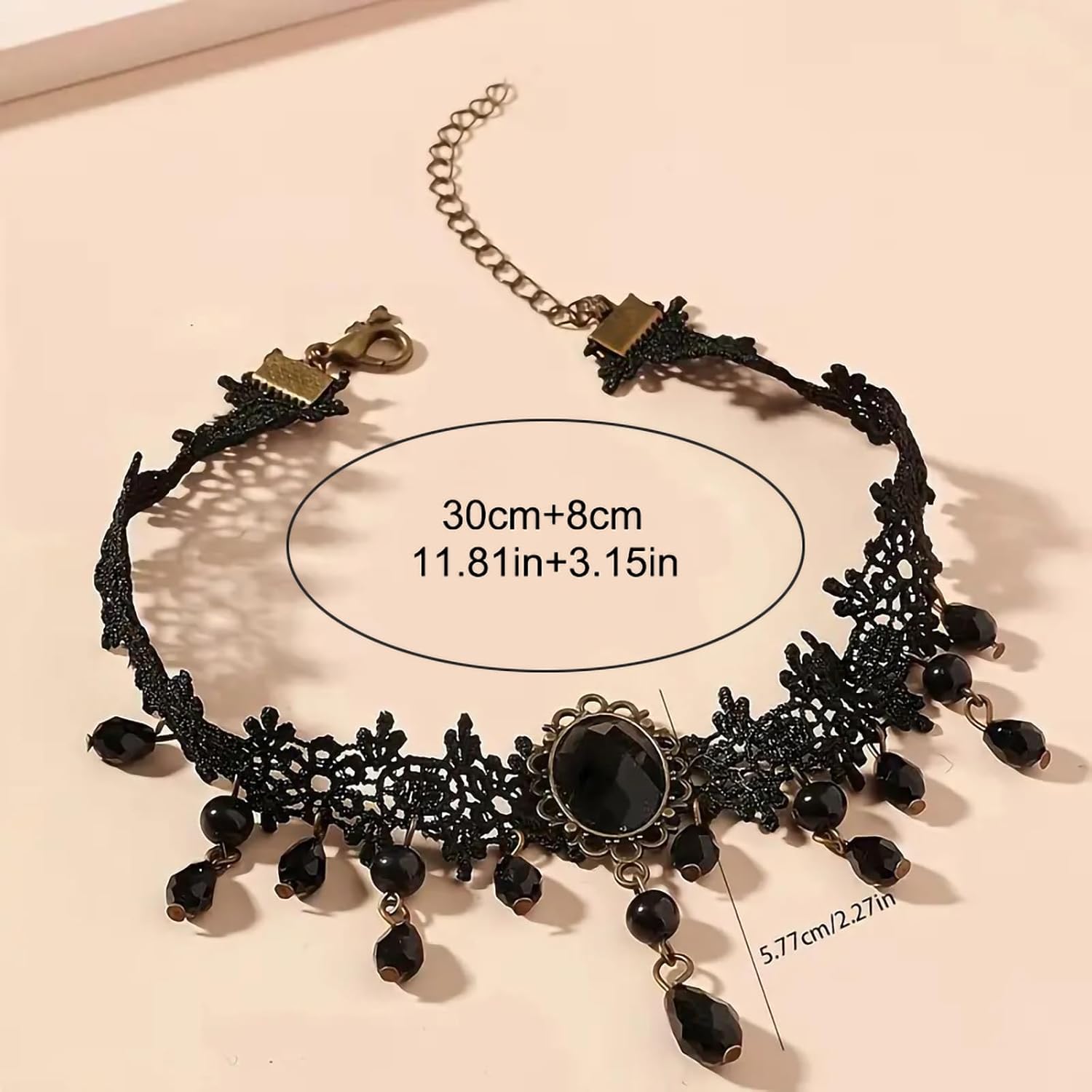 Fesciory Black Necklaces for Women, Adjustable Layered Velvet Leather Lace Collar Necklace, Goth Jewelry Gifts.