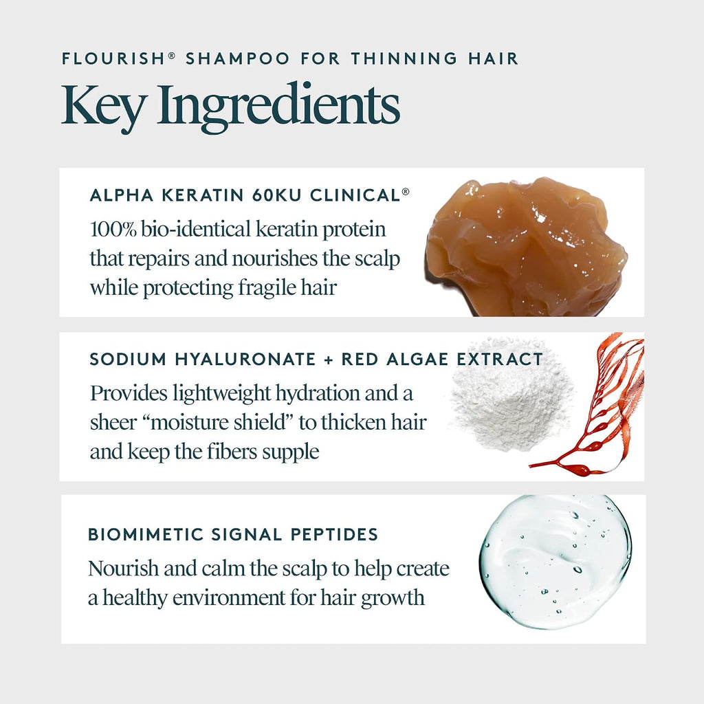 Virtue Flourish Sulfate Free Shampoo For Thinning Hair, Volumizing Hair Growth Product, Detoxifies And Repairs, Color Safe