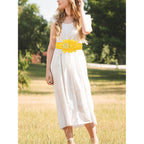 TeeYee Womens Elastic Big Décor Flowers Belt Wide Stretch Adjustable Fashion Waist Belt