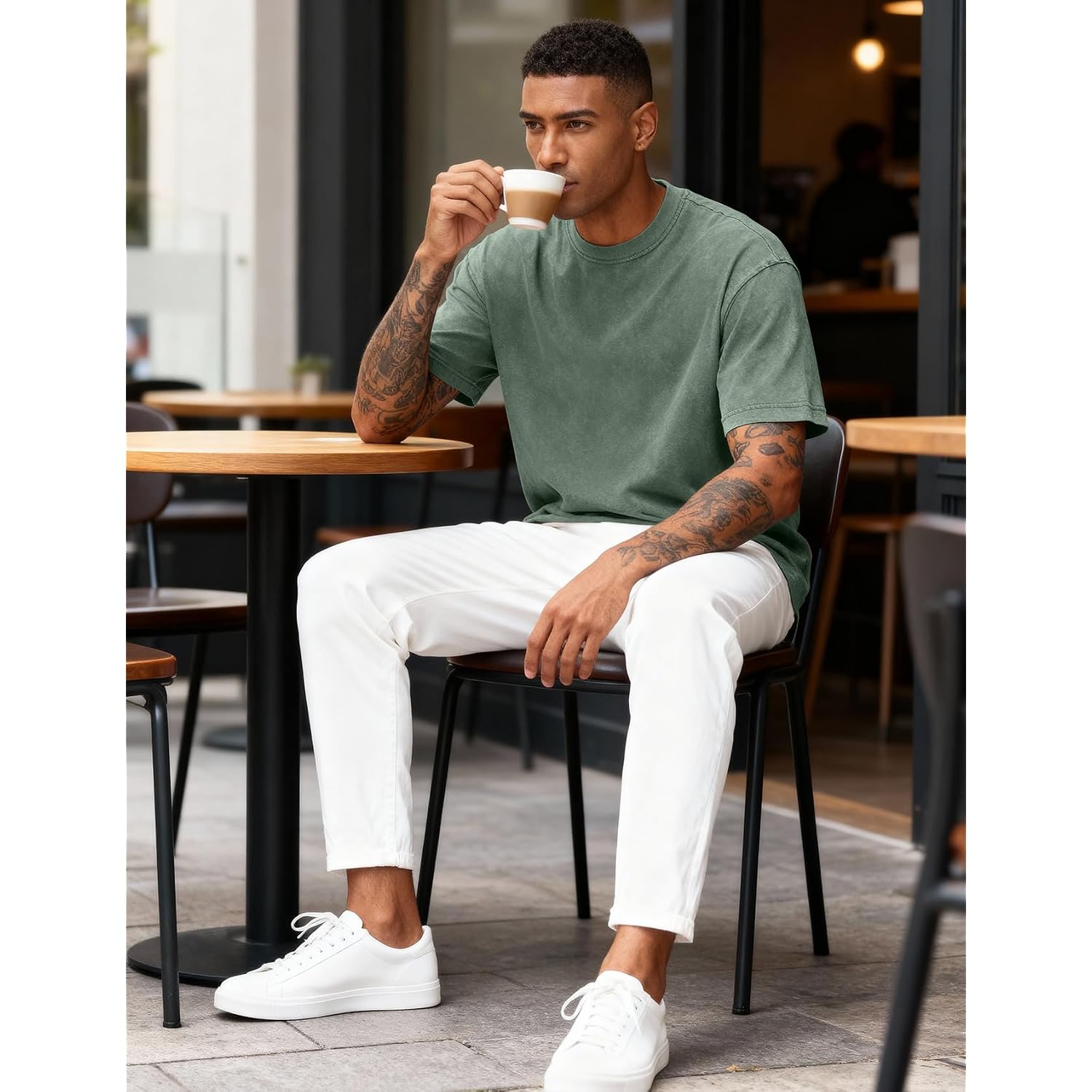 Eiscntd Men'S Oversized T-Shirts Heavyweight Cotton Vintage Washed Loose Fit Unisex Baggy Tee Shirts