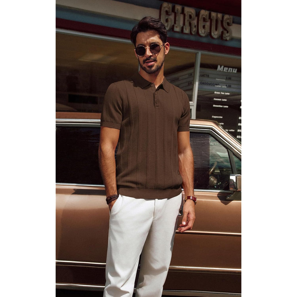 Pj Paul Jones Mens Polo Shirts Short Sleeve Textured Knit Polo Shirt Ribbed Casual Golf Shirts