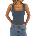 EasyGala Womens Cotton Square Neck Ribbed Tank Tops Fitted Thin Shoulder Strap Sleeveless Basic Summer Cami Clothes 2026