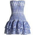 Tube Top Preppy Dress Women Y2K Blue Floral Strapless Mini Dress Vintage Short Going Out Dresses
