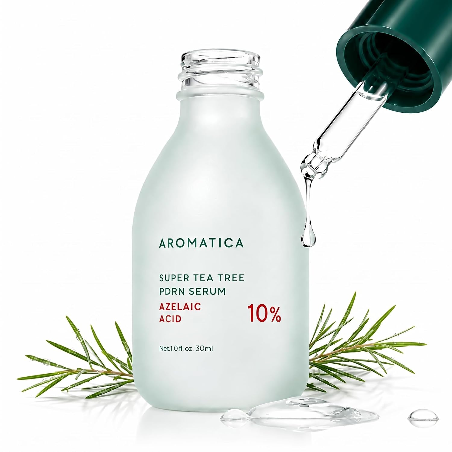 Aromatica Azelaic Acid 10% Serum, Blemish & Redness Soothing Facial Serum, Pdrn Serum, Tea Tree Complex, For Sensitive & Blemish-Prone Skin, Lightweight & Low Irritation, Korean Skincare, 1.01 Fl Oz