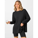 Anrabess Women'S Oversized Long Sleeve Shirts Fall Workout Tunic Tops Athletic Gym Tshirts Soft Basic Tees 2026 Outfits