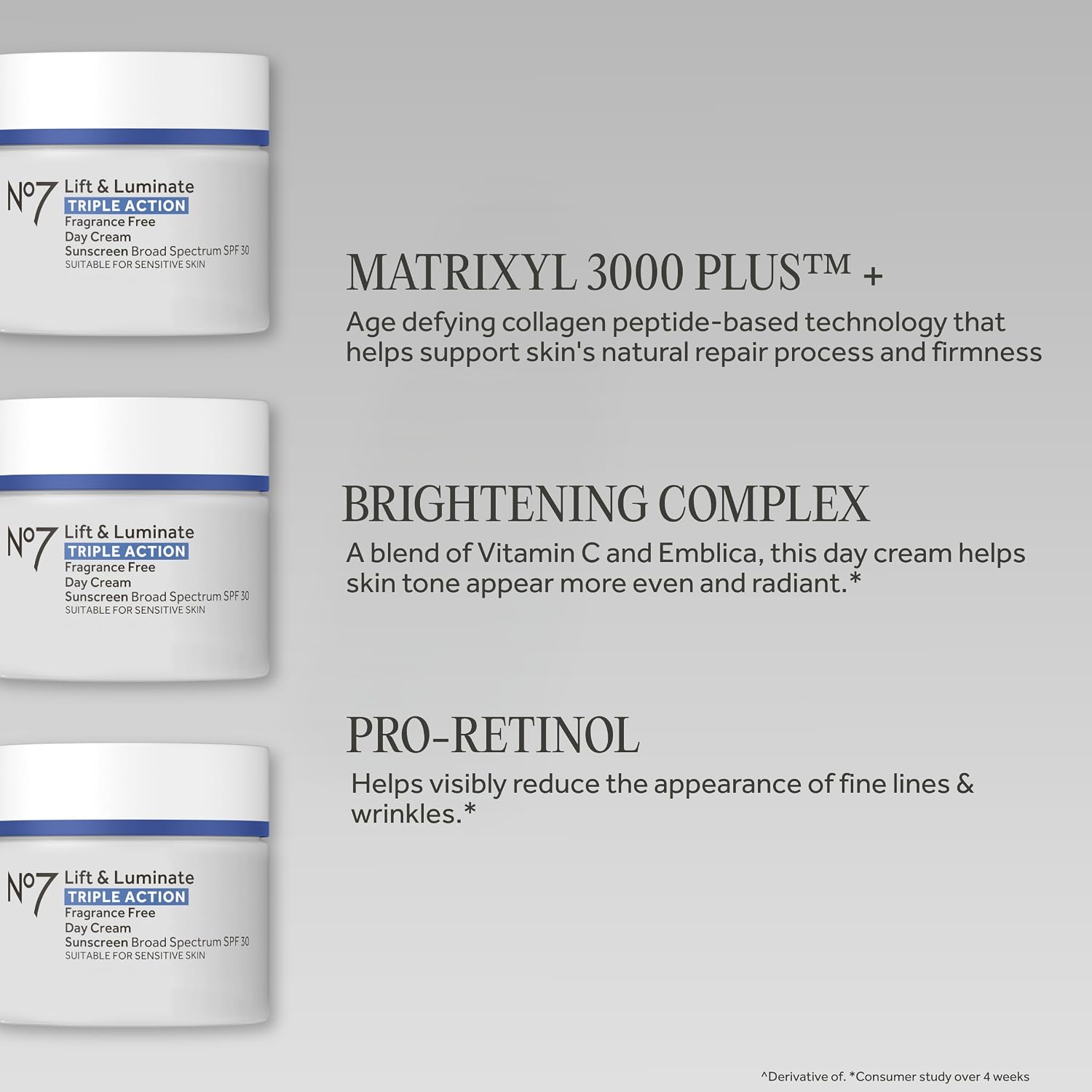No7 Lift & Luminate Triple Action Face Cream - Fragrance Free Face Moisturizer With Spf 30 - Formulated With Anti Aging Collagen Peptides & Brightening Complex (1.69 Oz)