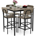 Giantex 5-Piece Dining Table Set W/Counter Height Table & 4 Bar Stools, Modern Kitchen Dining Set W/Footrest & Backrest, Space-Saving Dinette Set For Pub, Dining Room, Restaurant (Black Oak)