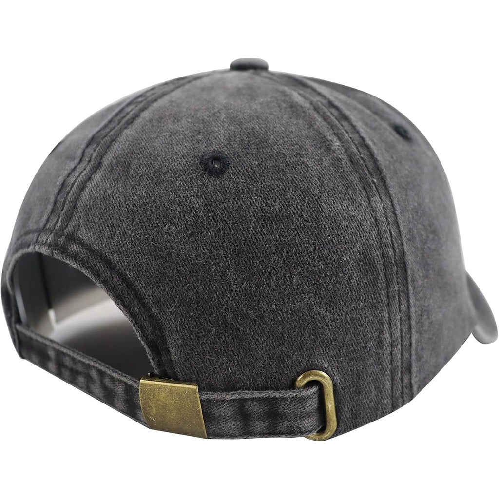 Boat Hair Don't Care Hats for Men Women, Adjustable Embroidered Cotton Washed Distressed Denim Fishing Baseball Cap Black