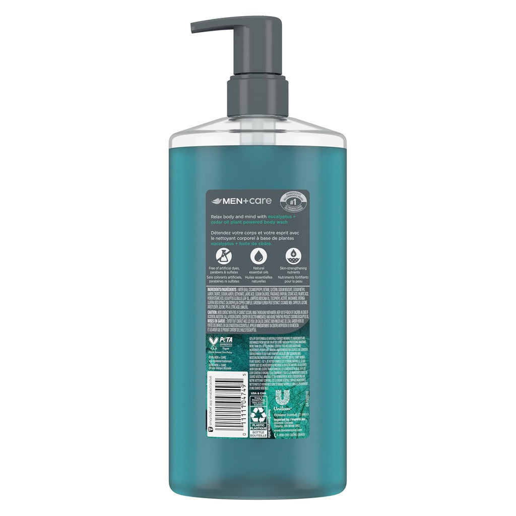 Dove Men Eucalyptus + Cedar Oil Moisturizing Body Wash | #1 Dermatologist Body Wash For Men, Sulfate Free, Paraben Free, & Dye Free | 26Oz
