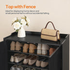Hoobro Shoe Cabinet, 5-Tier Shoe Storage Organizer With Doors, Wooden Shoe Cabinet Storage For Entryway, Freestanding Shoe Rack Cabinet With 3 Adjustable Shelves For Hallway, Gold And Black Db41Sc01
