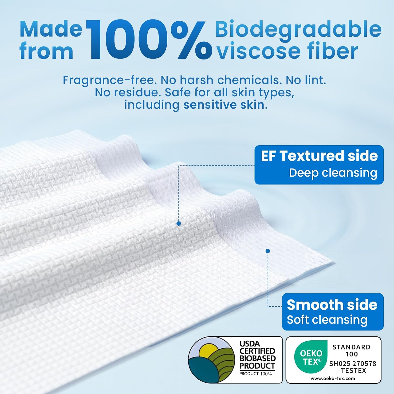 Borje Face Towels Xl, Disposable Face Towel 10" X 12", 100 Count (2 Packs Of 50), 100% Usda Biobased Facial Towelettes, Ultra Soft & Hygienic Makeup Remover Dry Wipes For Women Cleansing