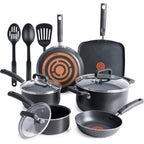 T-Fal Signature Nonstick Pots and Pans Set 12 Piece, Oven Broiler Safe 350F, Kitchen Cookware Set w/Fry Pans, Saucepans, Saute Pan, Dutch Oven, Griddle, Kitchen, Home, Dishwasher Safe, Black