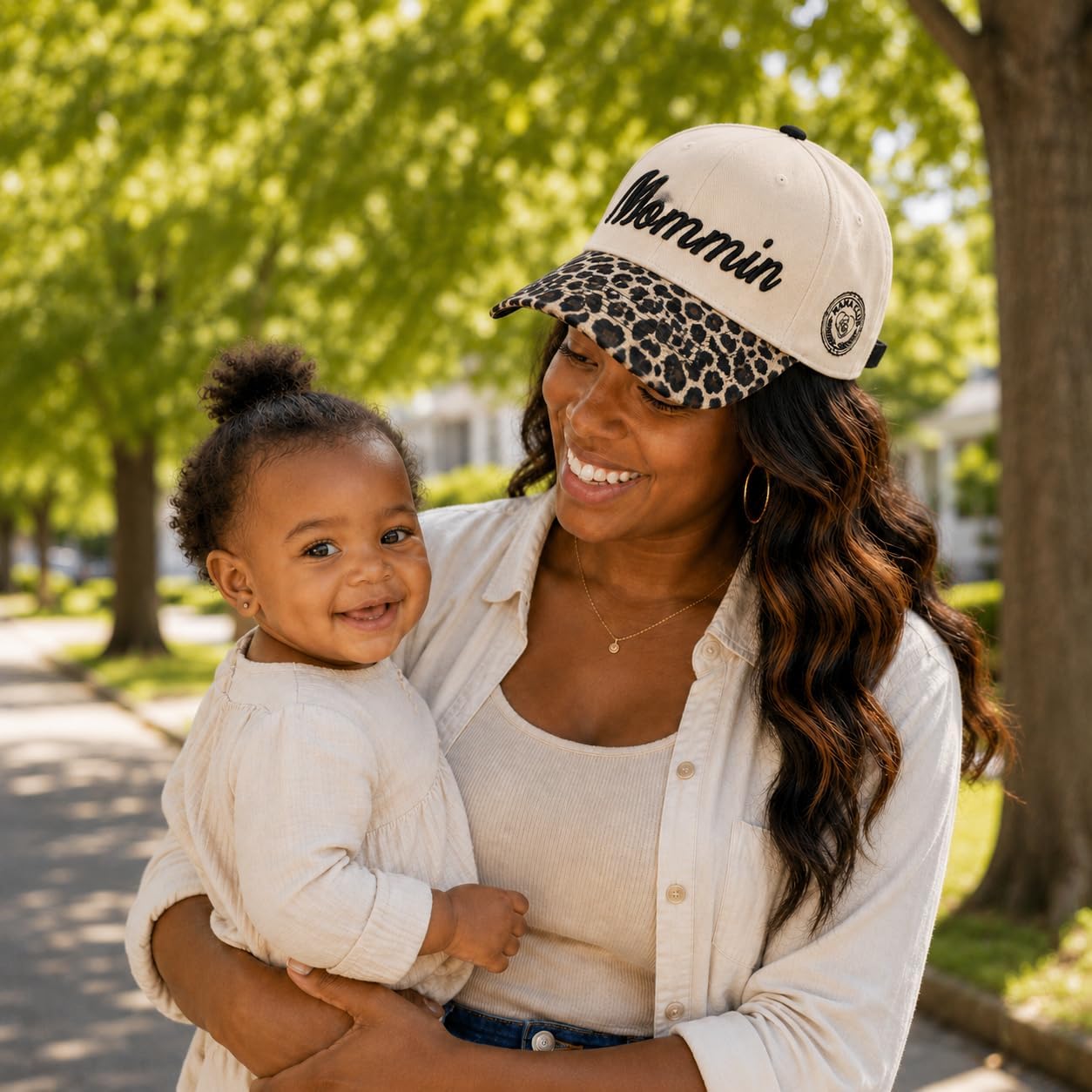 Dad Hats for Men, Vintage Trucker Hats,Premium Embroidered Family Baseball Cap Dads & New Fathers Leopard Print-mommin
