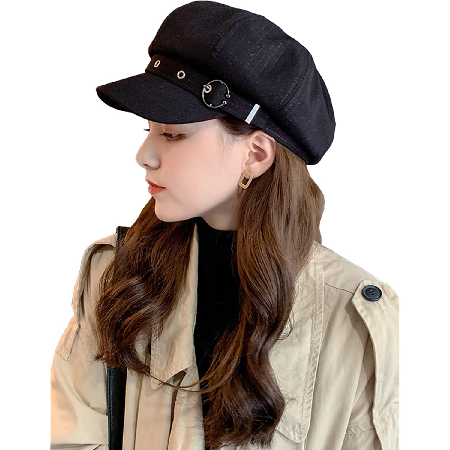 Women Beret Newsboy Hats Classic Autumn Spring Winter Cap Black