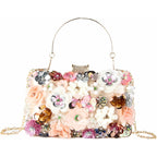 Women Clutches Flower Evening Handbag Chain Strap Shoulder Bag